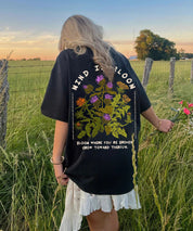 Retro Flower Mind In Bloom Double Sided Washed T-shirt