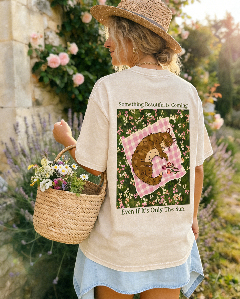 Something Beautiful Is Coming Double Sided Washed T-shirt